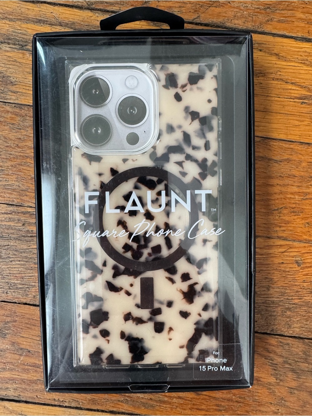 Flaunt Square Phone Case for iPhone 15 Pro Max - Cream Tortoiseshell